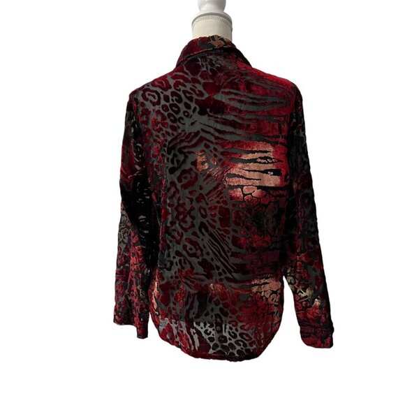 White‎ Stag Vintage Dark Romantic Velvet Burnout Animal Print Blouse Size Medium - Picture 7 of 8